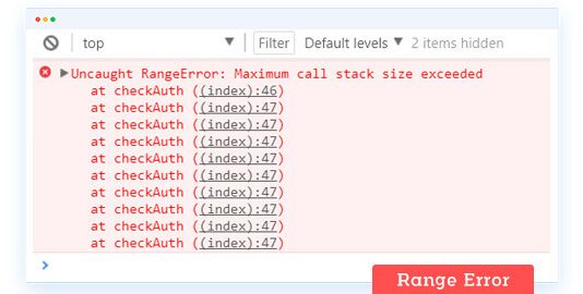 Uncaught RangeError: Maximum call stack