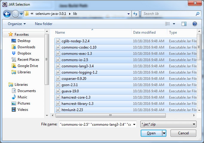 Select files in lib folder