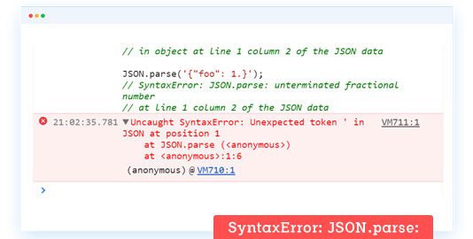 SyntaxError: JSON.parse: bad parsing