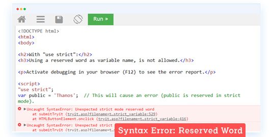 SyntaxError : Reserved Word