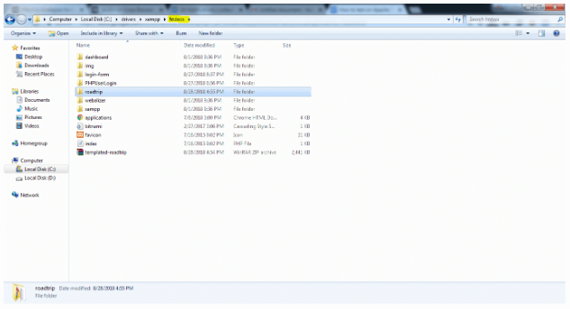 folder extract into XAMPP