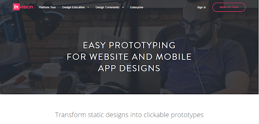 Invision Website Mockup tool