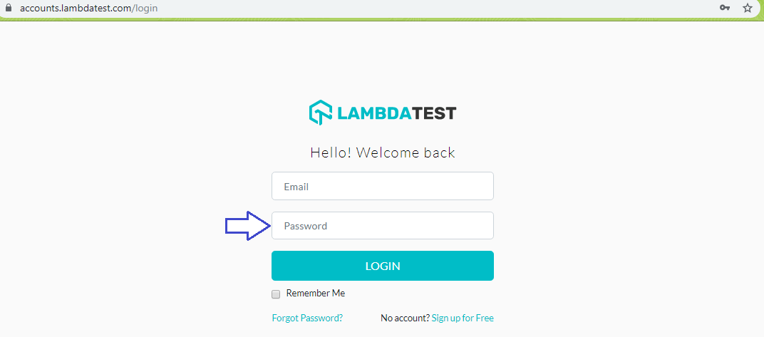 lambdatest login page