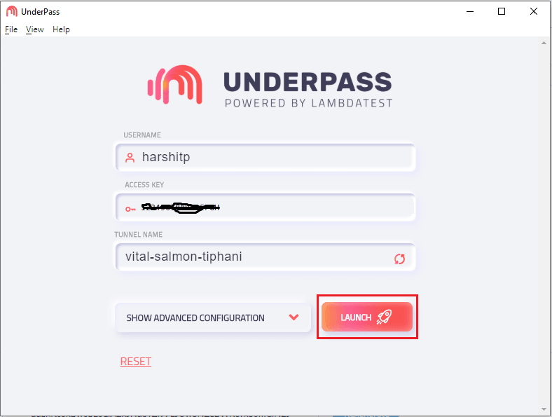 underpass app for local testing