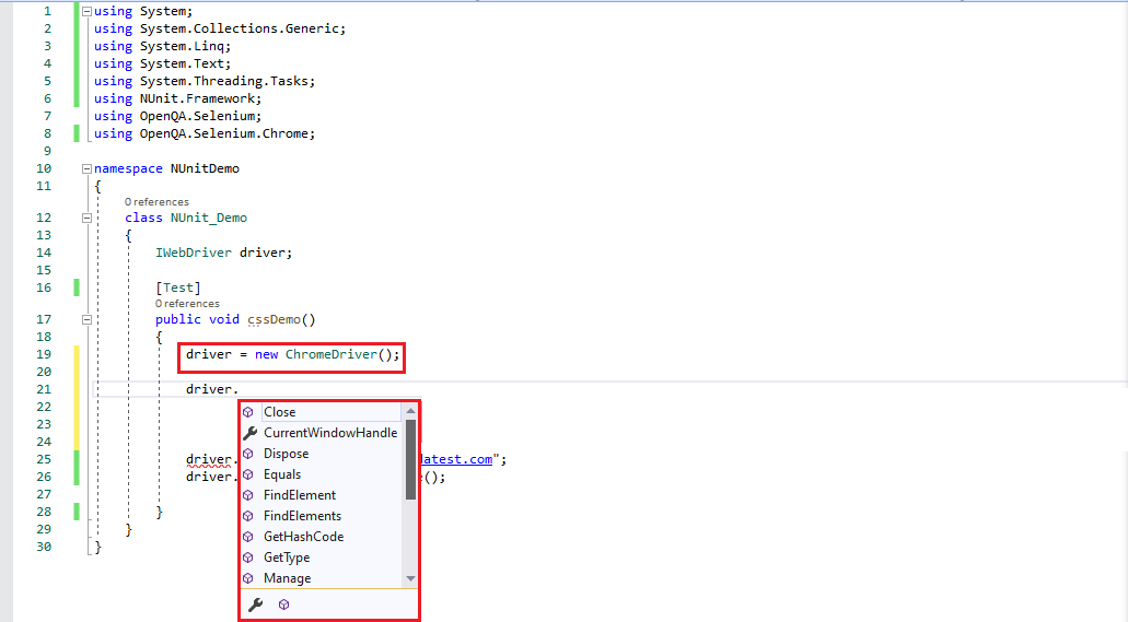 Nunit-webdriver-commands