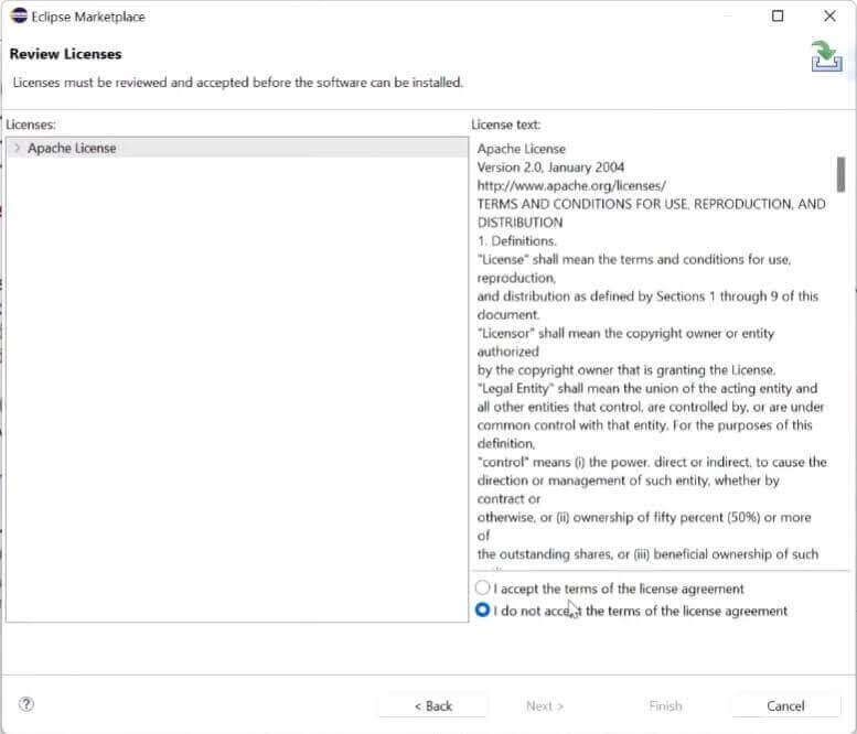  Accept the license and click on Finish