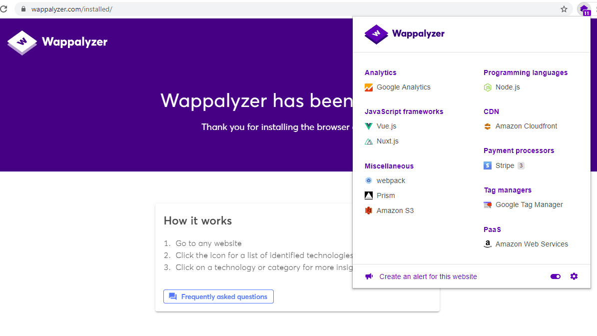 Wappalyzer Extension