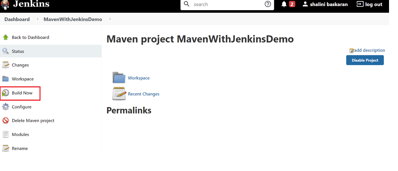 Build Now Maven Project