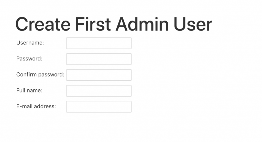 Create First Admin User