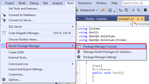 NuGet Package Manager Console