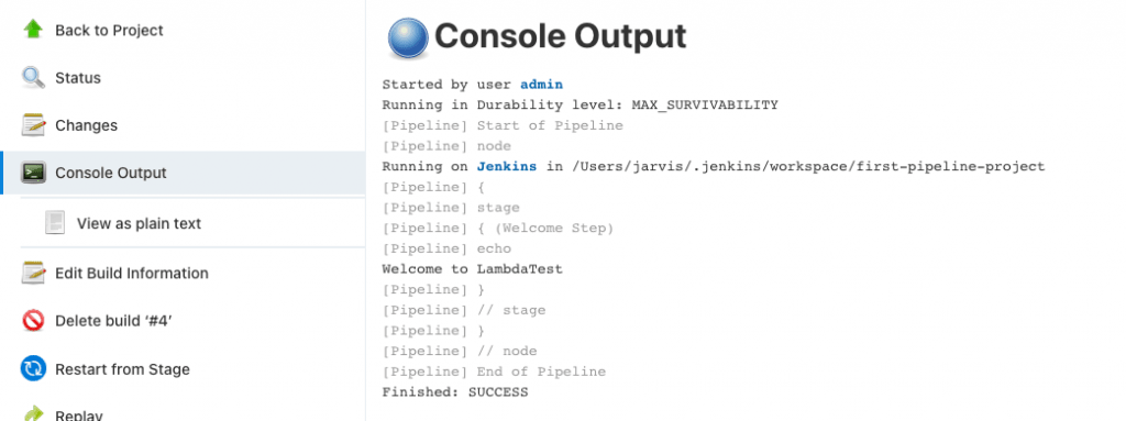 Console Output