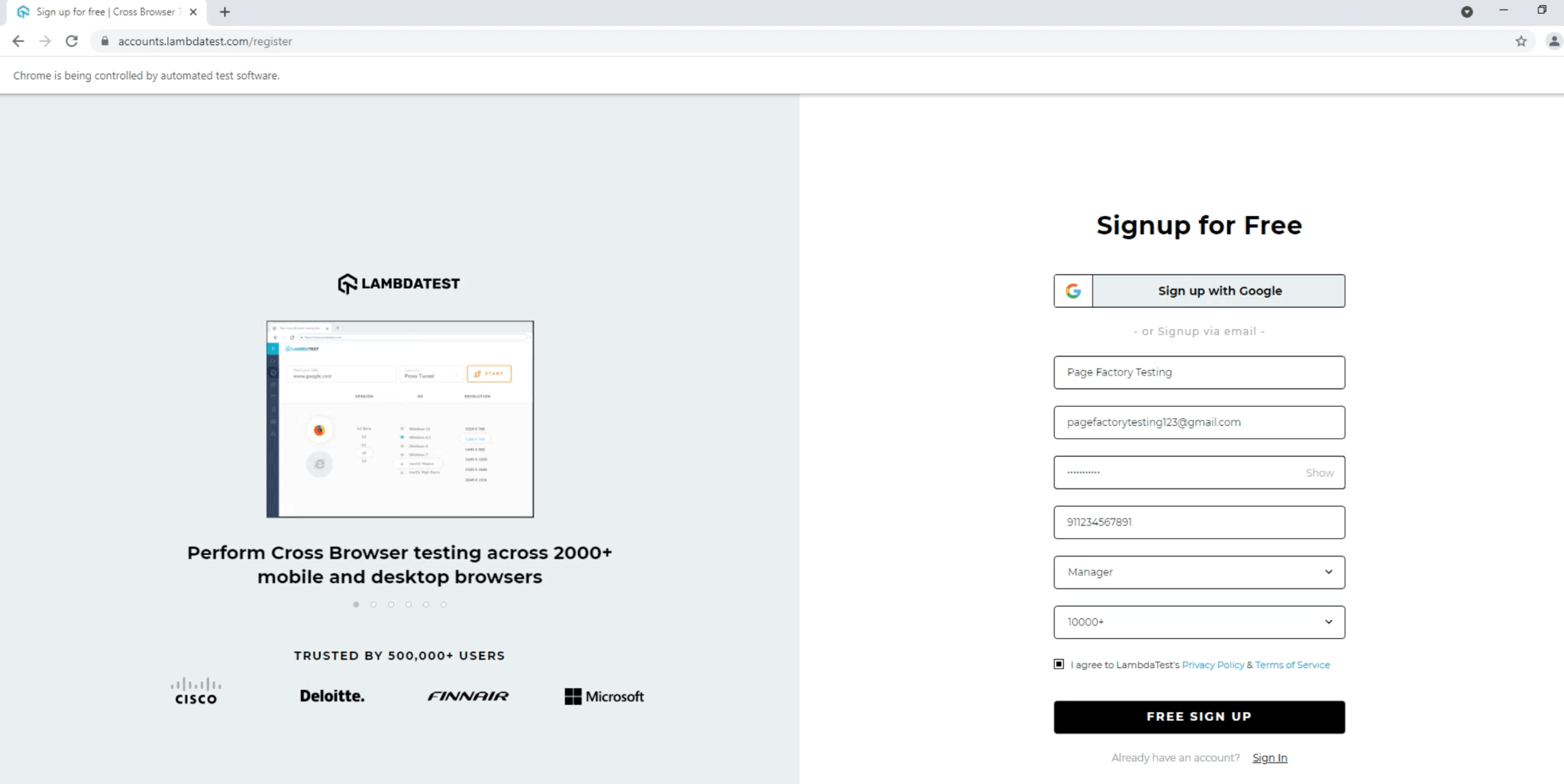CreateAccountPage page