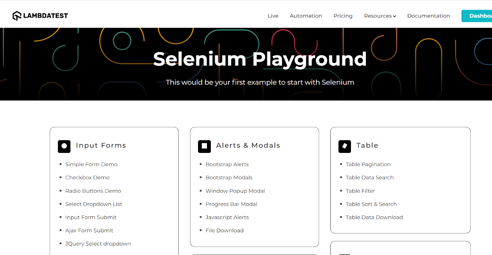 Selenium Playground