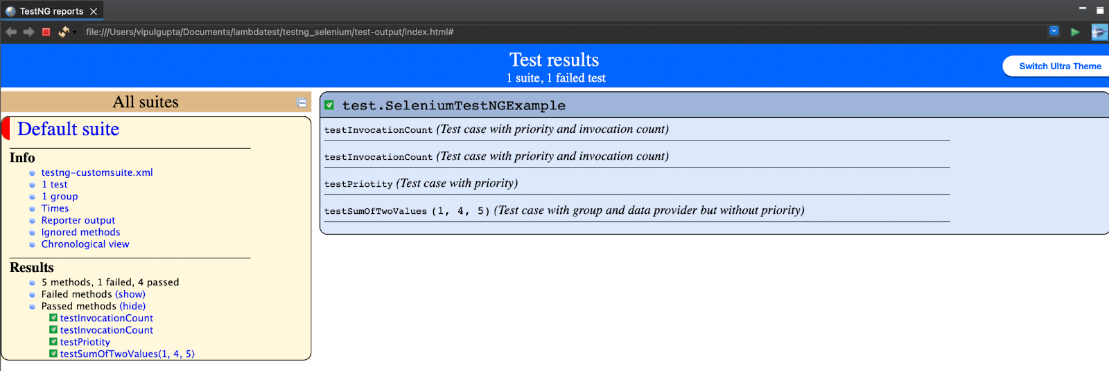 Results For Test Automation 