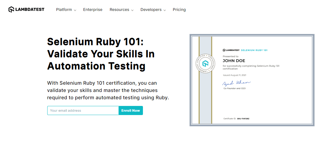 Selenium Ruby Certification