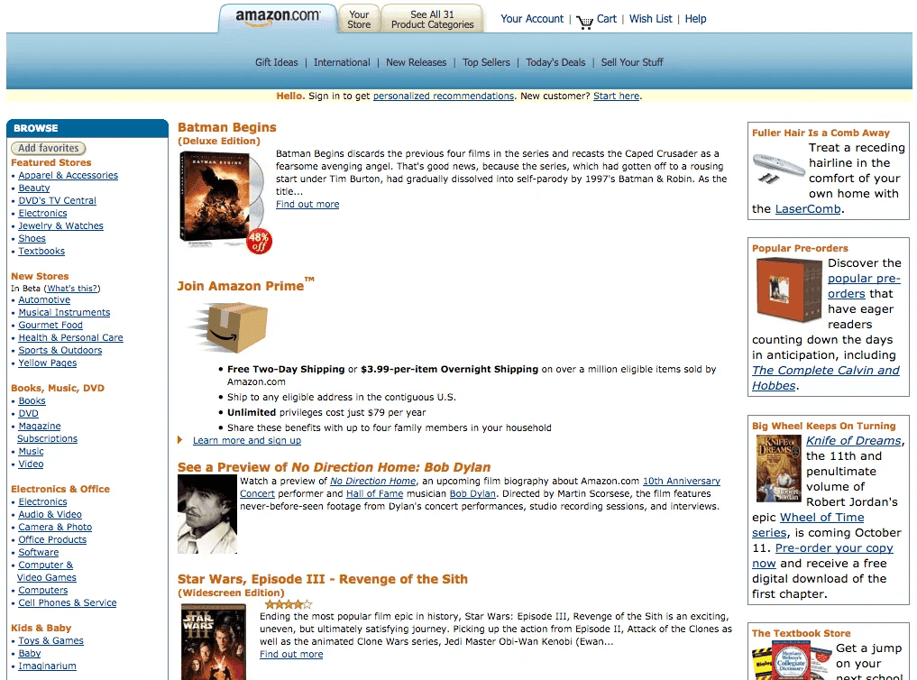 Amazon.com The year 2005