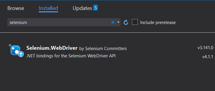 Selenium.WebDriver is added 