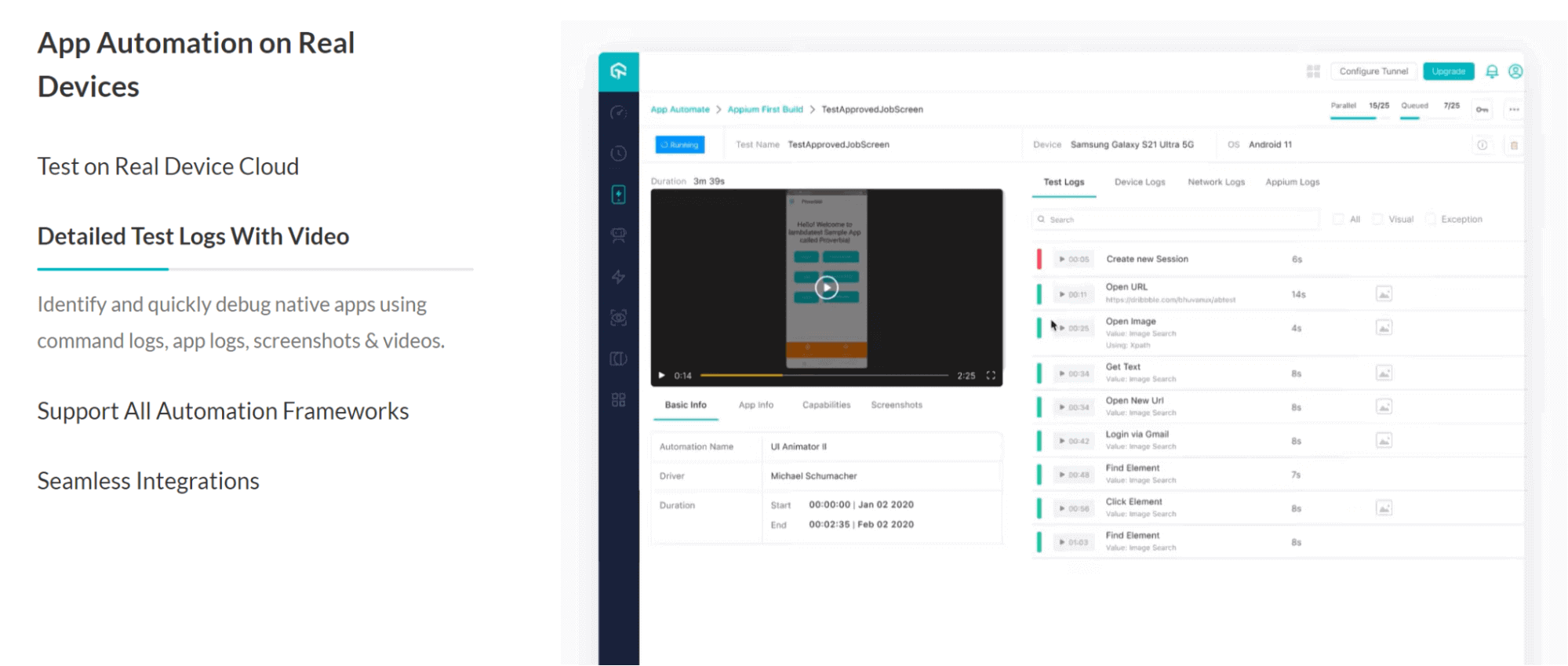 automated app testing on real devices