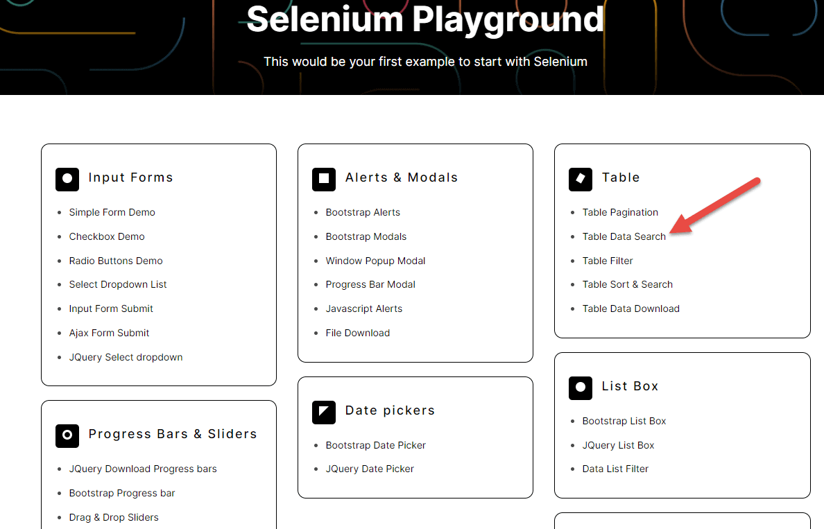 Selenium Playground 