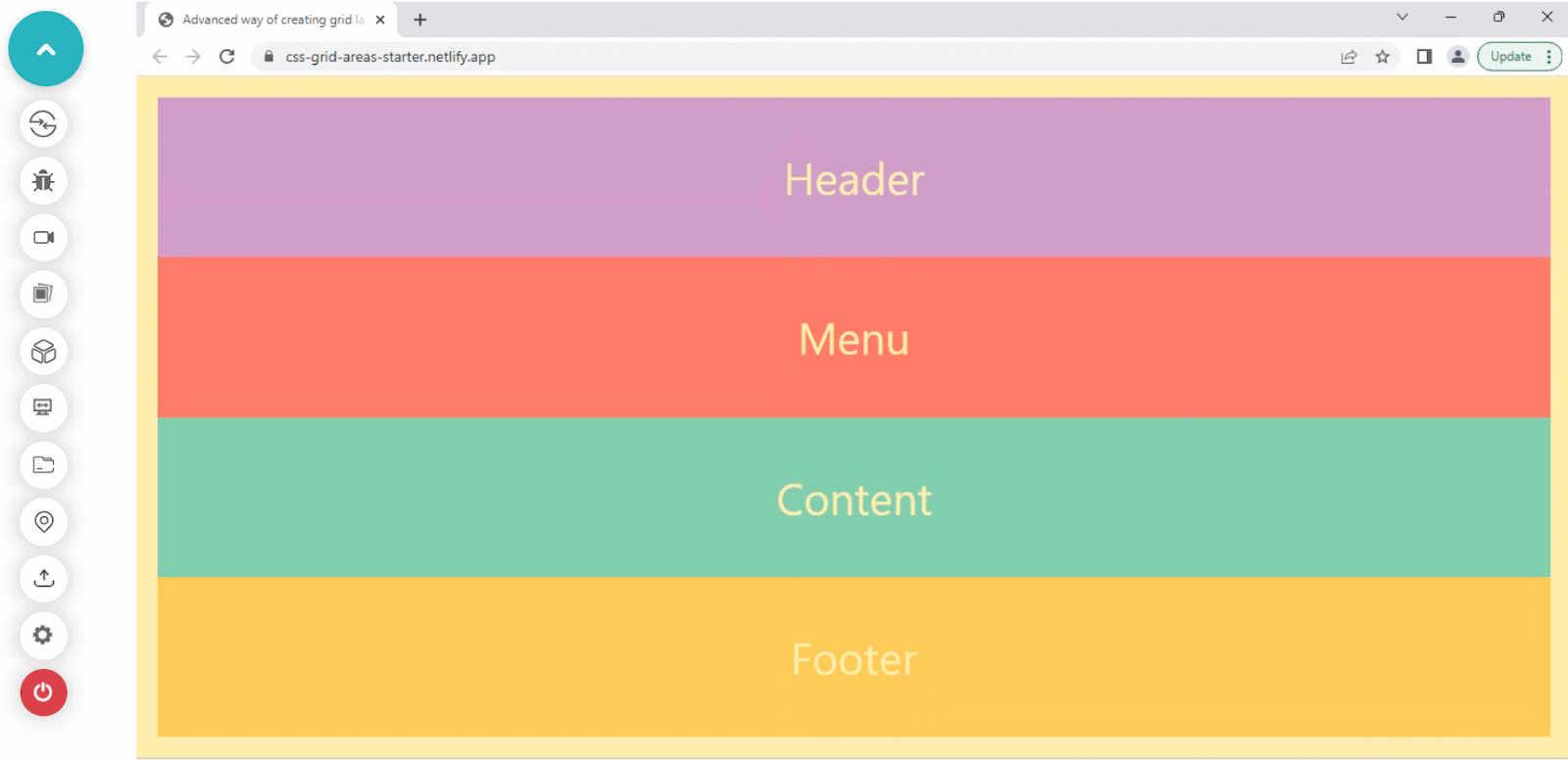 illustrating a mock website layout with several elements 