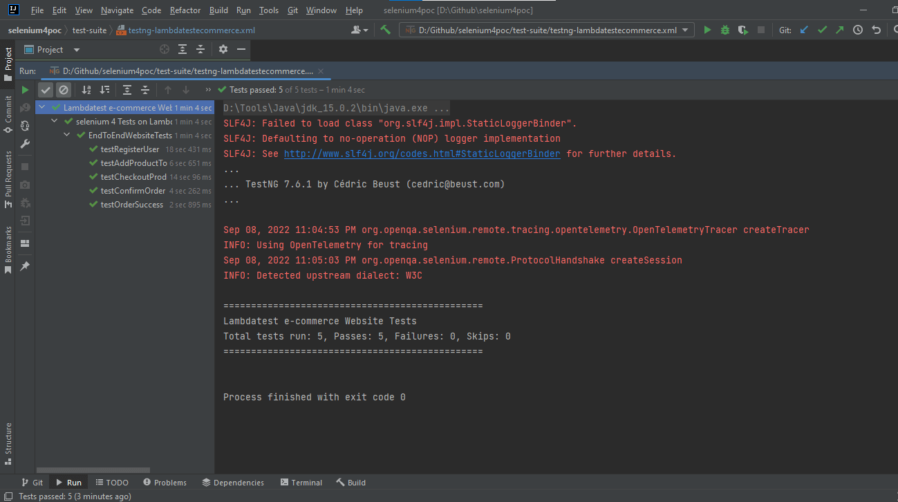 test run locally using Intellij IDE