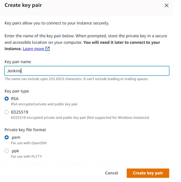 Create a new Key Pair