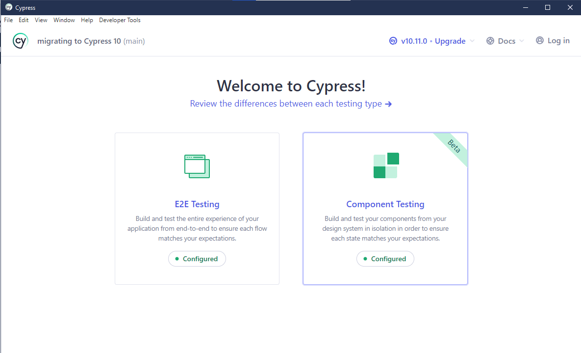 Configure Component Testing