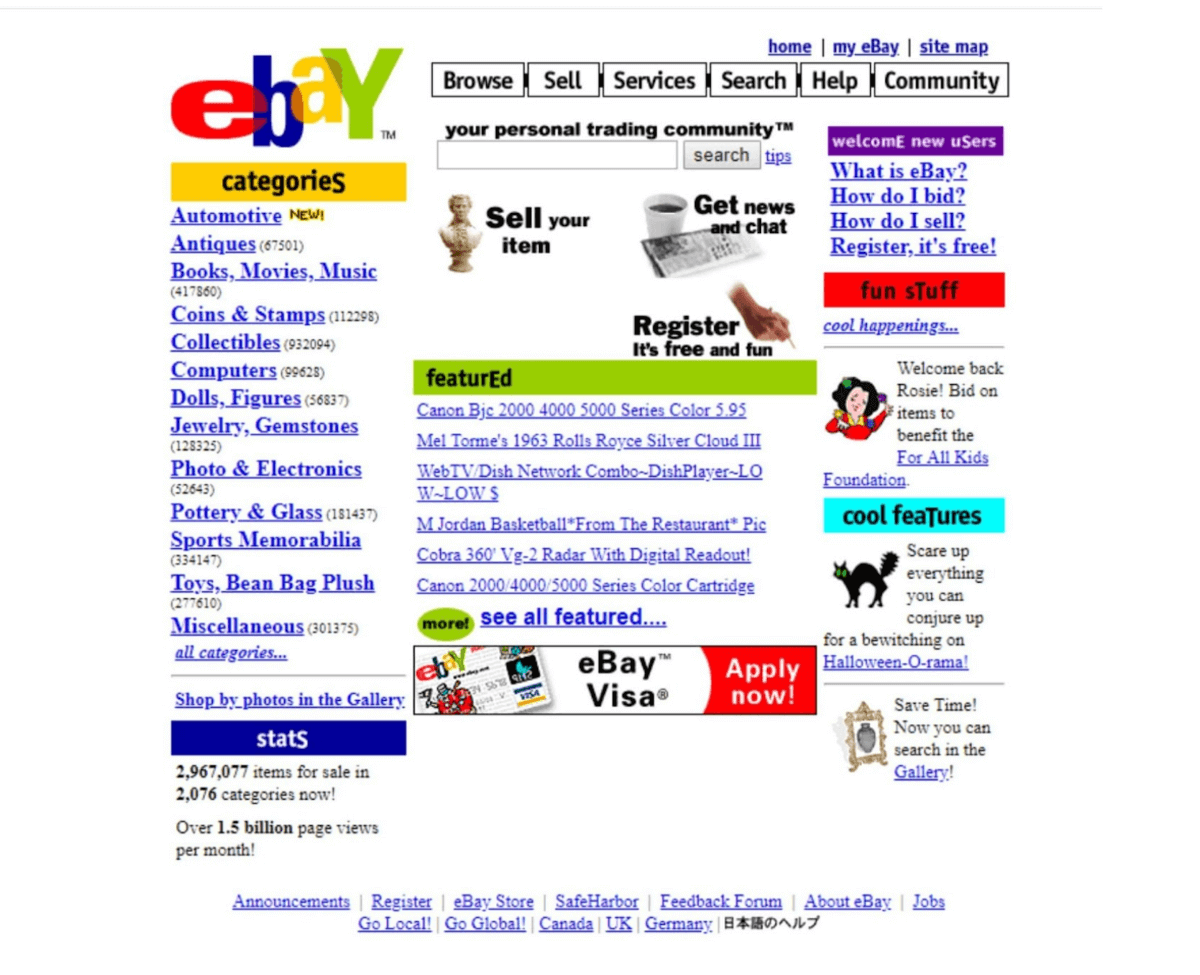 eBay’s homepage