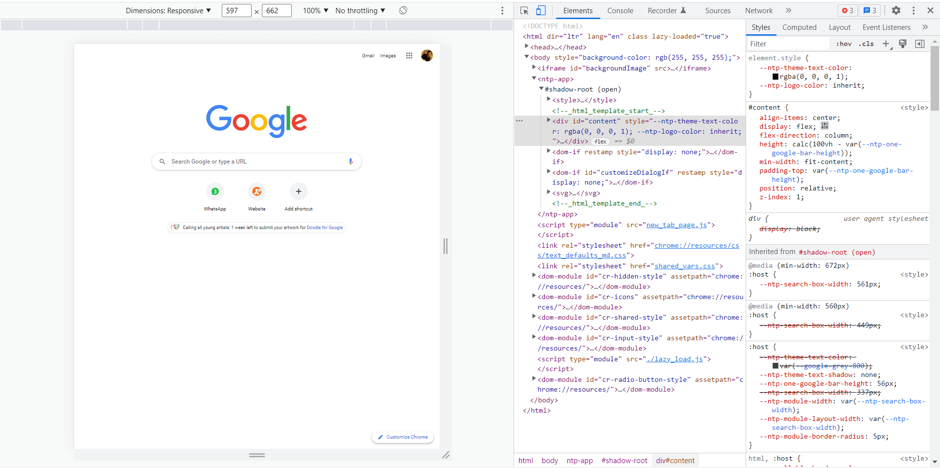 debug JavaScript for the Google landing page