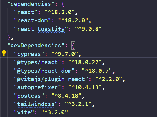 cypress dependencies list