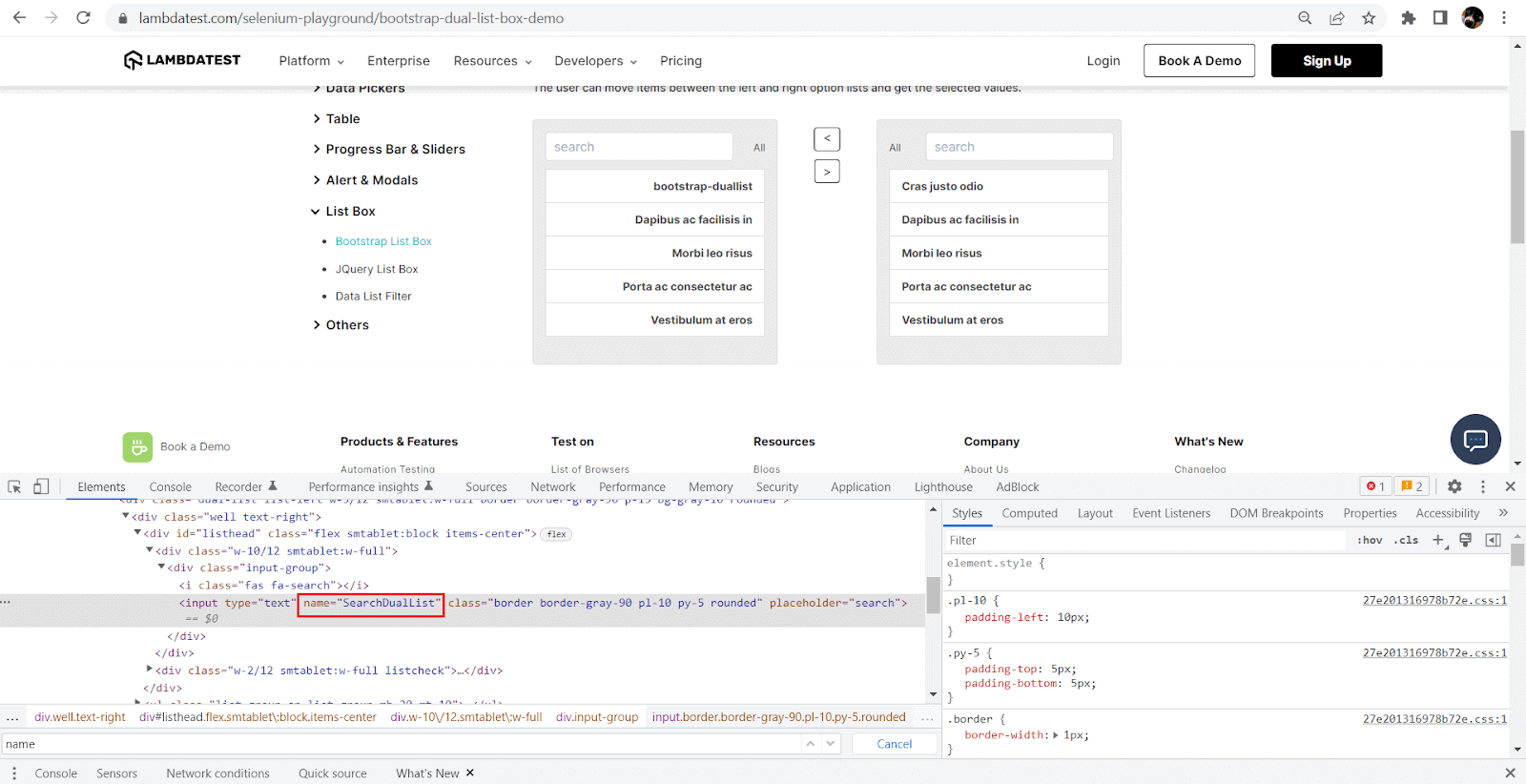 Name Locator in Selenium