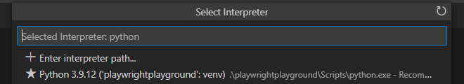 Enter interpreter path