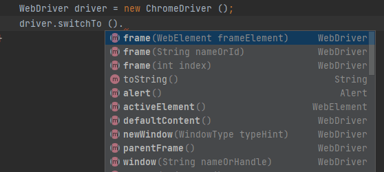 TargetLocator Interface with WebDriver