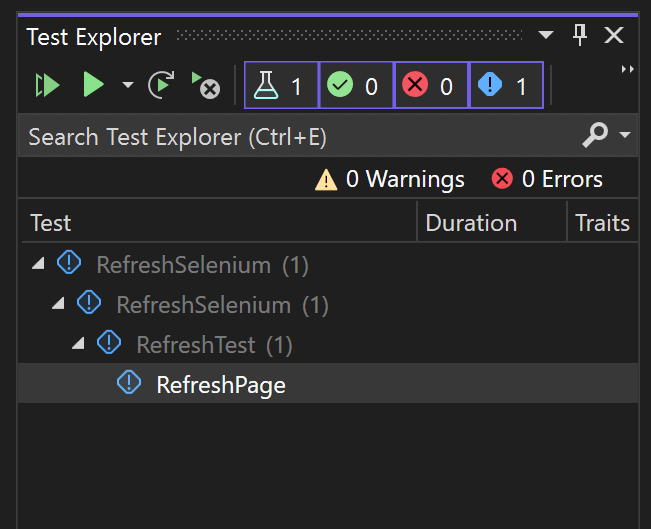 Visual Studio’s Test Explorer