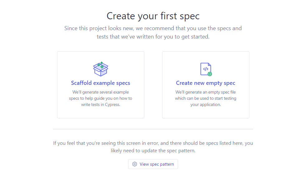 click on Create new empty spec 