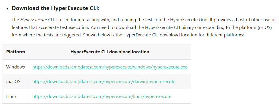 Downloading the HyperExecute CLI