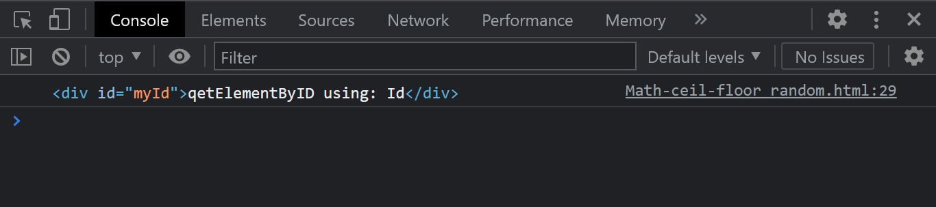 Console Output getElementById