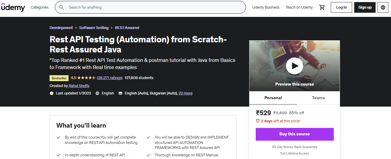 Udemy Rest API automation testing