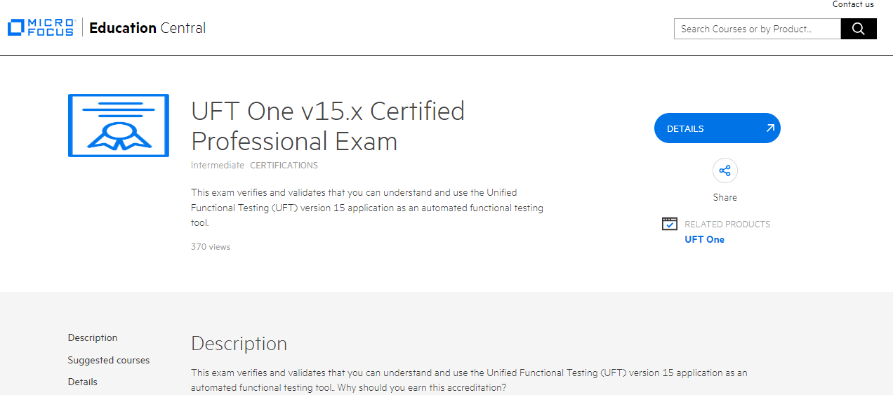 UFT One v15.x Certified Professional Exam