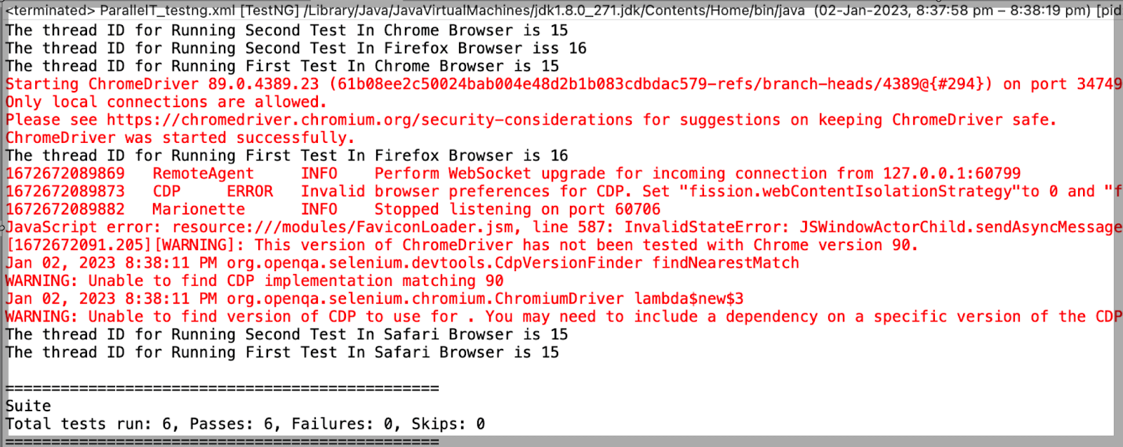 "FirefoxTest" and "ChromeTest"