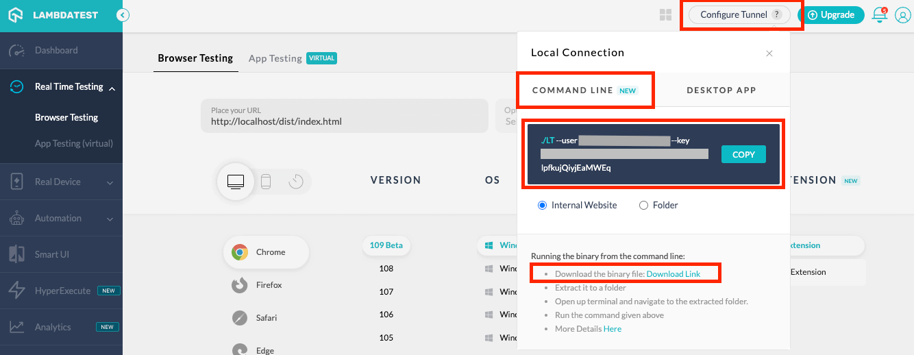 How to configure the tunnel