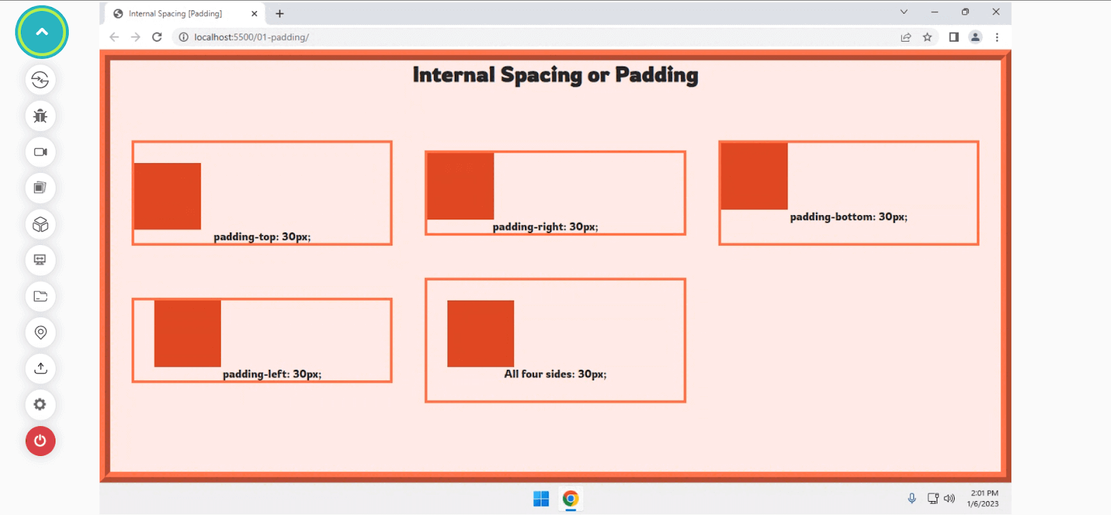 Internal spacing and padding