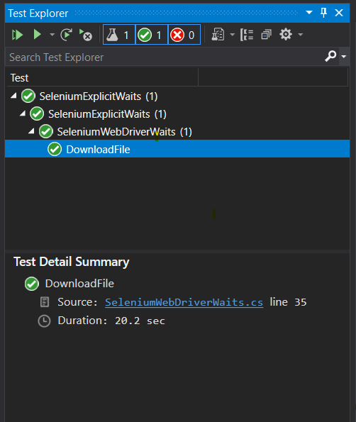 Visual Studio’s test explorer