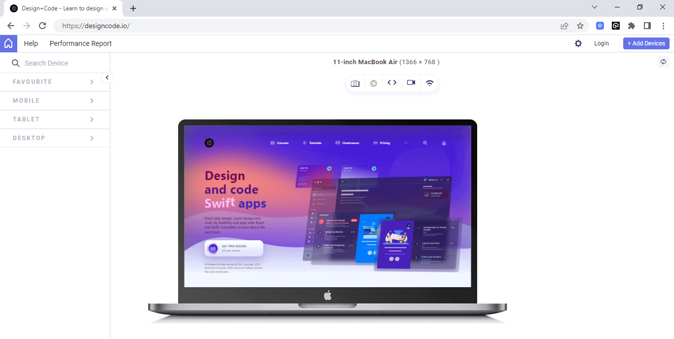 Design + Code LT browser