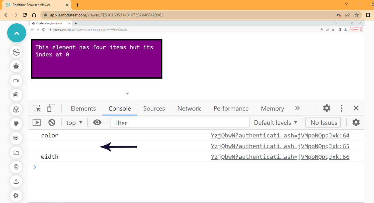 Browser Output item