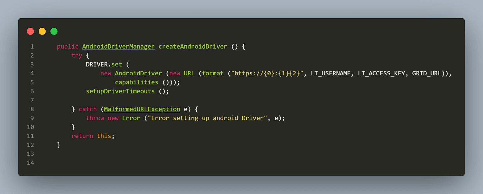 android driver method