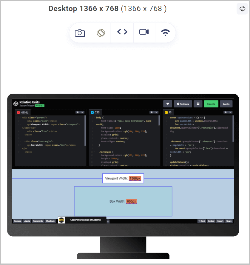 box width is 600px on larger screen