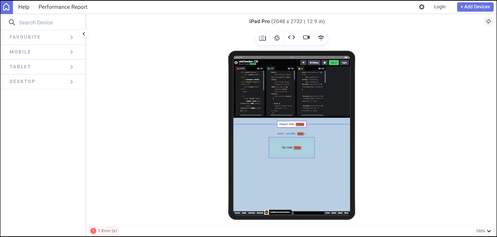 CSS viewport 400px and 512px