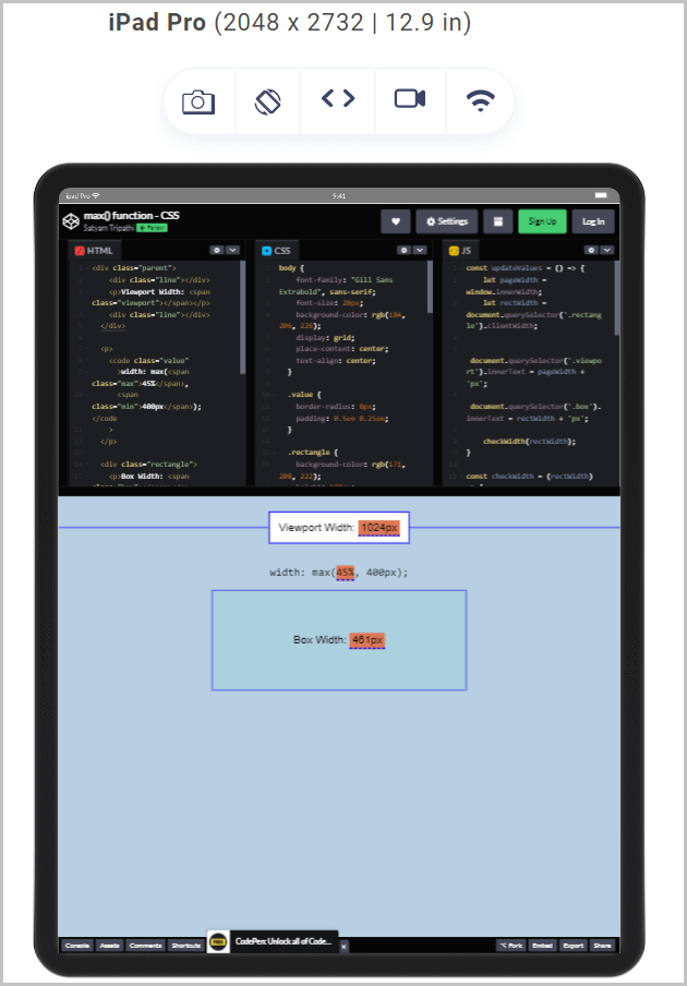 css max function 400px & 461px