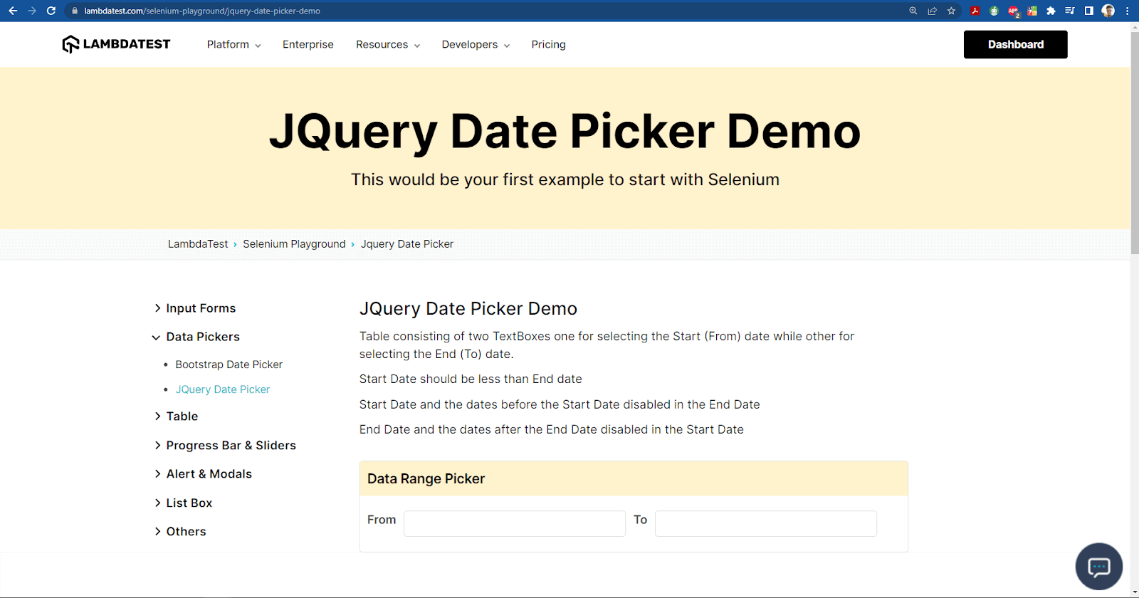 dates selected jquery